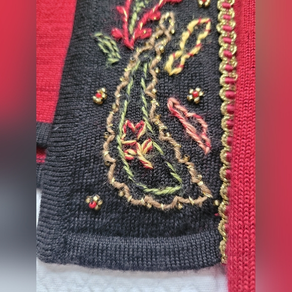 Koret Westminster Women's 2 in 1 Cardigan Sweater Acrilic/Wool Red Embroidered M - Picture 6 of 15